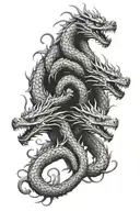 Five headed Hydra dragon tattoo design idea