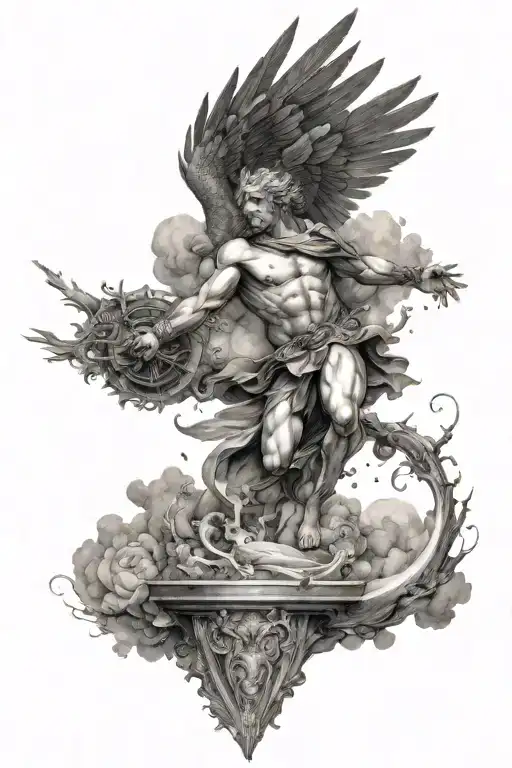 half sleeve fall of icarus falling from the sky tattoo design idea