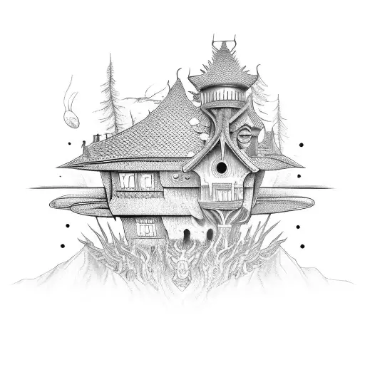 House of baba yaga tattoo design idea