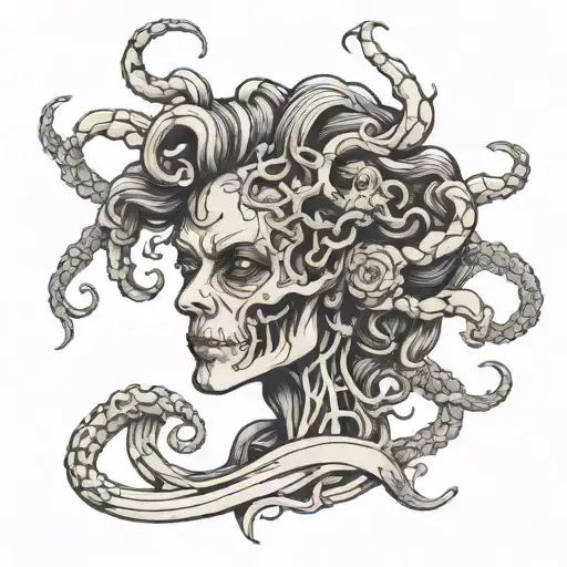 medusa body skeleton tattoo design idea