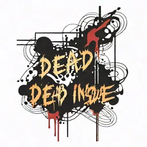 overlapping text "dead inside" tattoo design idea