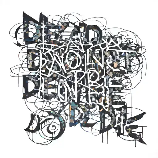 overlapping text "dead don't die" tattoo design idea