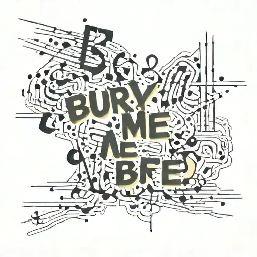 overlapping text "Bury me" tattoo design idea