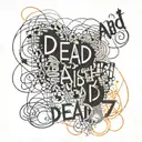 overlapping text "dead" tattoo design idea