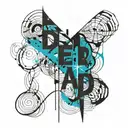 overlapping text "dead" tattoo design idea