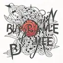 overlapping text "Bury me" tattoo design idea