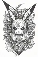 i have a pikachu that has geomatric shapes in it, I want a whole arm thay complements this tattoo but no pokemon stuff tattoo design idea