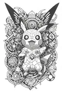 i have a pikachu that has geomatric shapes in it, I want a whole arm thay complements this tattoo but no pokemon stuff tattoo design idea