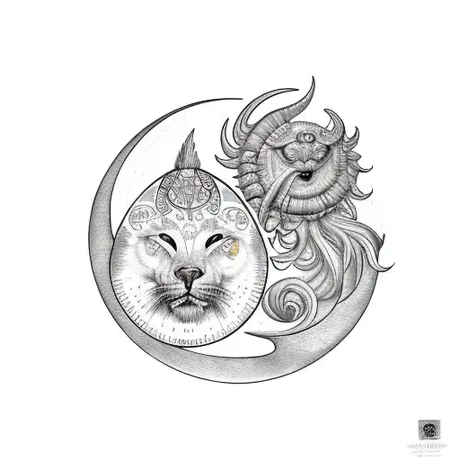sol y luna tattoo design idea