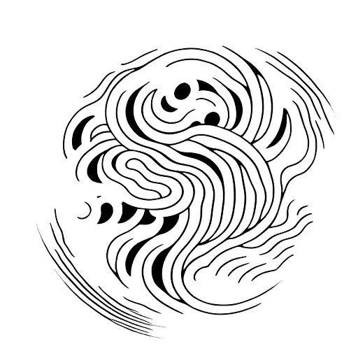 enso circle and japanese wave tattoo design idea