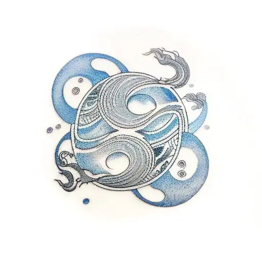 enso circle and japanese wave tattoo design idea