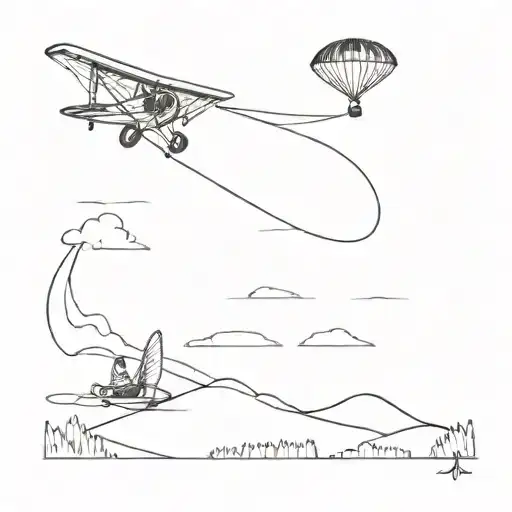 kite flying with the shadow as a  Cessna 182 Skylane plane  tattoo design idea