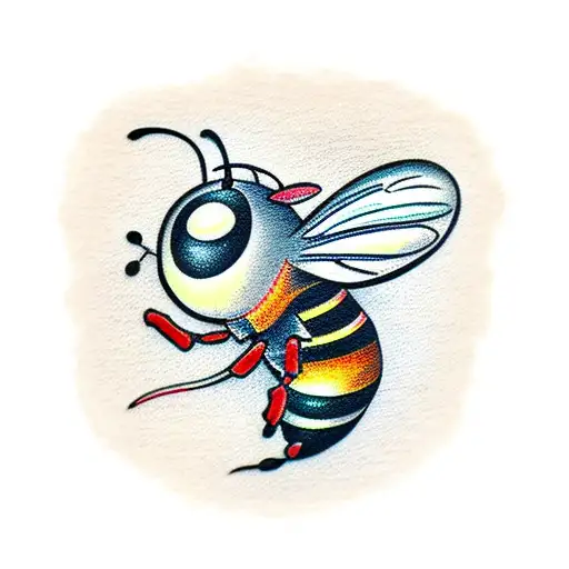 small cartoon bee tattoo design idea
