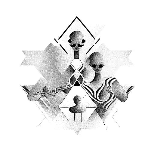 shadow of four people where three of them are not present  tattoo design idea