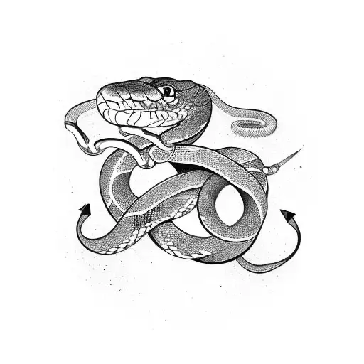 Snake with dagger tattoo design idea
