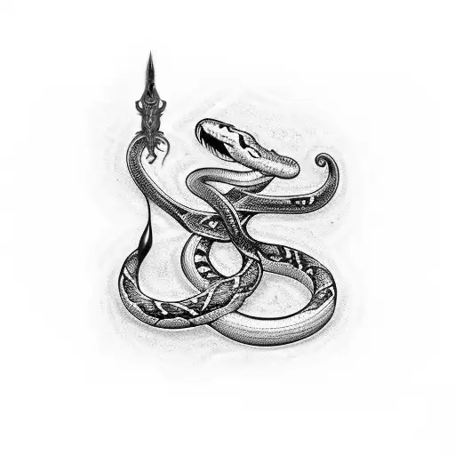 Dagger with snake tattoo design idea