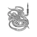 Dagger with snake tattoo design idea