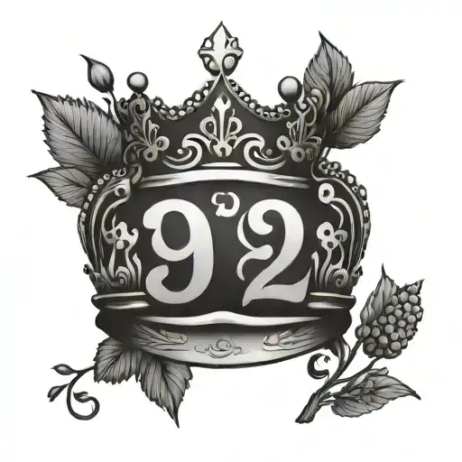 year of birth 1982 with a crown and some leaves below tattoo design idea