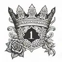 1982 with a queen's crown tattoo design idea