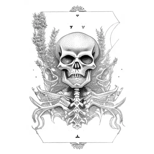 Lavender Gemini Tarot cards Skeleton hands tattoo design idea