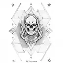 Lavender Gemini Tarot cards Skeleton hands tattoo design idea