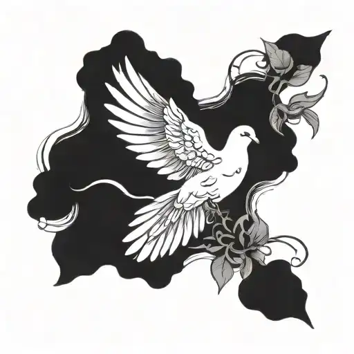 dove flying wide wings spread tattoo design idea