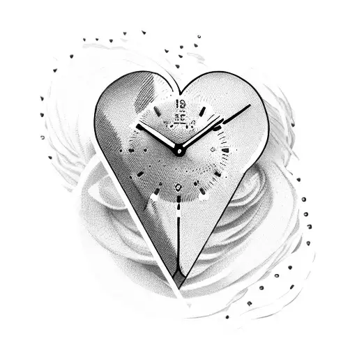 A broken heart mended with clock gears tattoo design idea