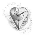 A broken heart mended with clock gears tattoo design idea