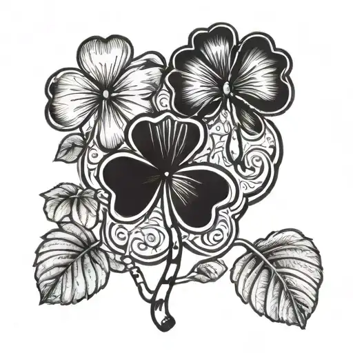 shamrock with dates 5-19-1942 and 5-6-2024 tattoo design idea