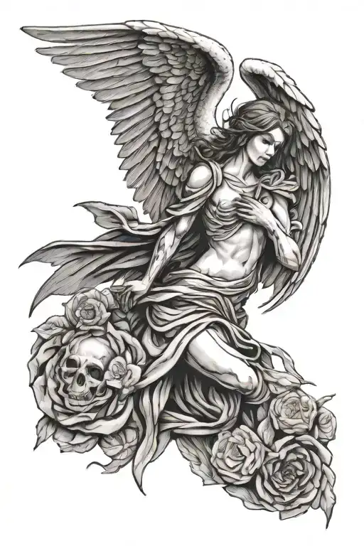 money is reason of blood and wars falling angel with money and blood on the wrist tattoo design idea