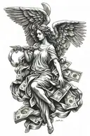 angel obsessed of money tattoo design idea