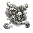 In God We Trust in smoke swirling tattoo design idea