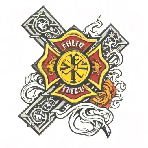 firefighter cross tattoo design idea
