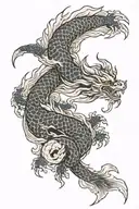 A mythical dragon intertwined with a koi fish, symbolizing strength and transformation tattoo design idea