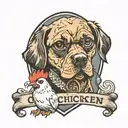 chicken and dog tattoo design idea