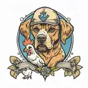 chicken and dog tattoo design idea