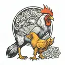 chicken and dog tattoo design idea