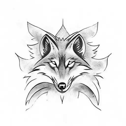 phoenix and a wolf tattoo design idea