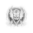 phoenix and a wolf tattoo design idea
