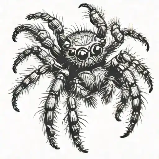 jumping spider black and white overhead tattoo design idea