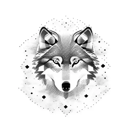 2 Norwegian wolves and trees tattoo design idea