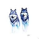 2 Norwegian wolves and trees tattoo design idea
