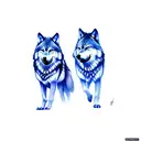 2 Norwegian wolves and trees tattoo design idea