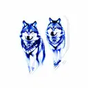 2 Norwegian wolves and trees tattoo design idea