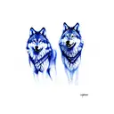 2 Norwegian wolves and trees tattoo design idea