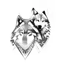 2 Norwegian wolves and trees tattoo design idea