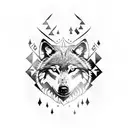2 Norwegian wolves and trees tattoo design idea
