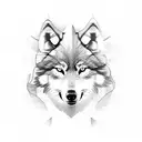 2 Norwegian wolves and trees tattoo design idea