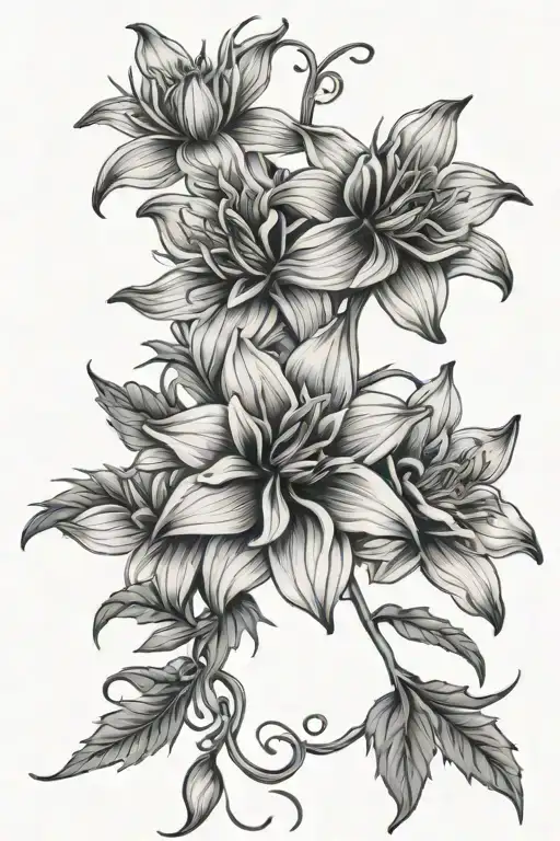 dahlias lilies vines wrapped tattoo design idea