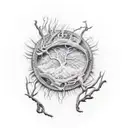 dead tree sleeve tattoo design idea